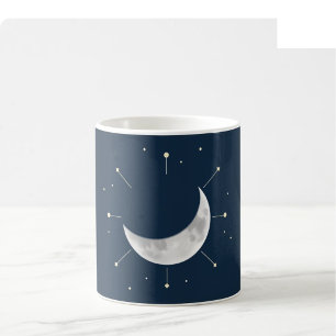 Celestial Watercolor Mug - Deep Navy & Silver (Ful