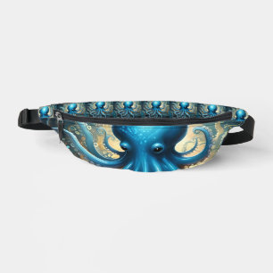 Celestial Waves: The Blue Octopus Fractal Art Bum Bags