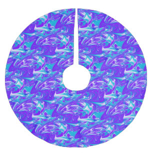 Celestial Waves: The Blue White and Purple Marble Brushed Polyester Tree Skirt
