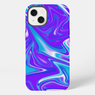 "Celestial Waves: The Blue White and Purple Marble iPhone 13 Case