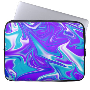Celestial Waves: The Blue White and Purple Marble Laptop Sleeve