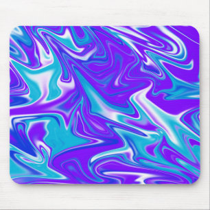 Celestial Waves: The Blue White and Purple Marble Mouse Pad