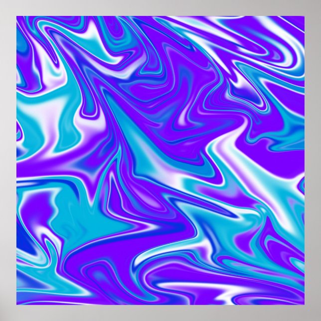 Celestial Waves: The Blue White and Purple Marble Poster (Front)