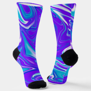 Celestial Waves: The Blue White and Purple Marble Socks