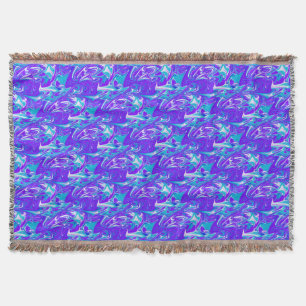 Celestial Waves: The Blue White and Purple Marble Throw Blanket