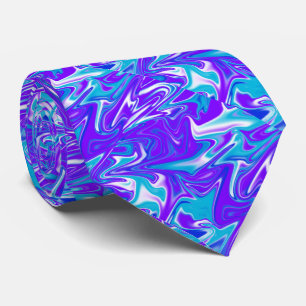 Celestial Waves: The Blue White and Purple Marble Tie