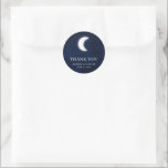 Celestial Wedding Blue Sky Moon Stars Thank You Classic Round Sticker<br><div class="desc">Celestial Wedding Watercolor Blue Sky Moon Stars Thank You Sticker. Watercolor blue night sky with stars and the moon.</div>