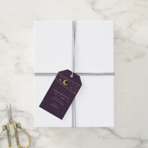 Celestial Wedding Deep Purple Stars and Moon Gift Tags