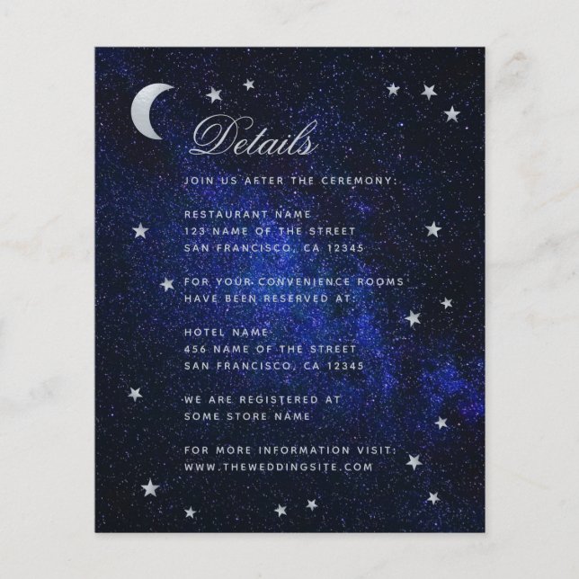 Celestial Wedding Details Budget Enclosure Card (Front)