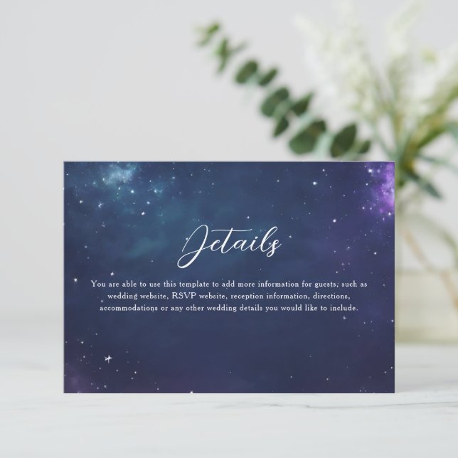 Celestial Wedding Details Card with Monogram (Standing Front)