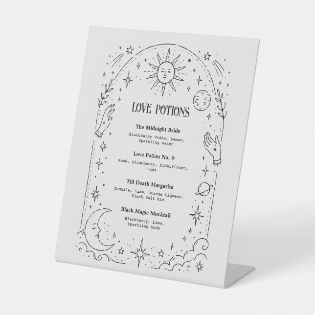 Celestial Wedding Drink Menu Pedestal Sign (Front)