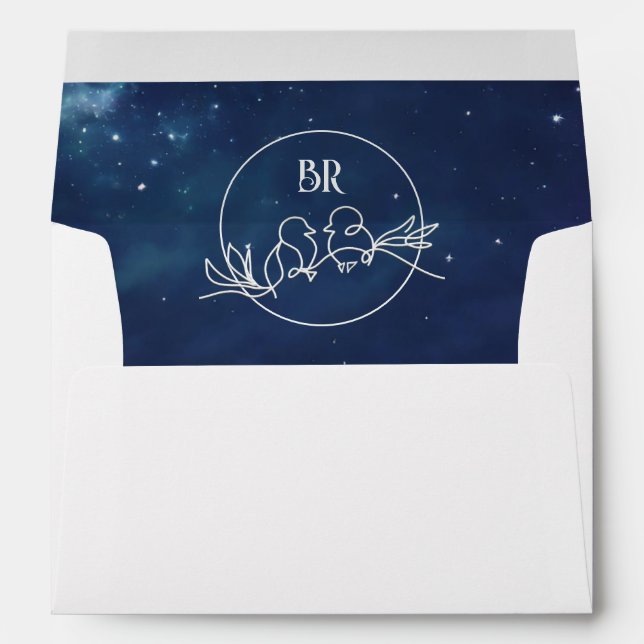 Celestial Wedding Envelope with Monogram Liner (Back (Bottom))