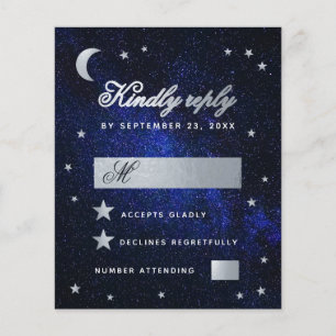 Celestial Wedding Faux Silver Stars Budget RSVP