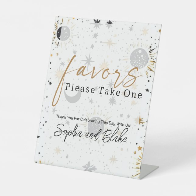 Celestial Wedding Favours Pedestal Sign (Front)