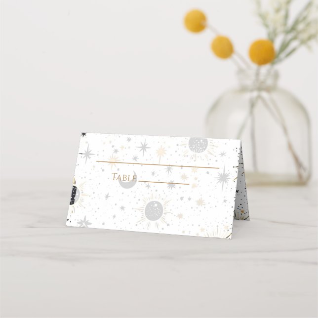 Celestial Wedding Folded Place Card (Front)