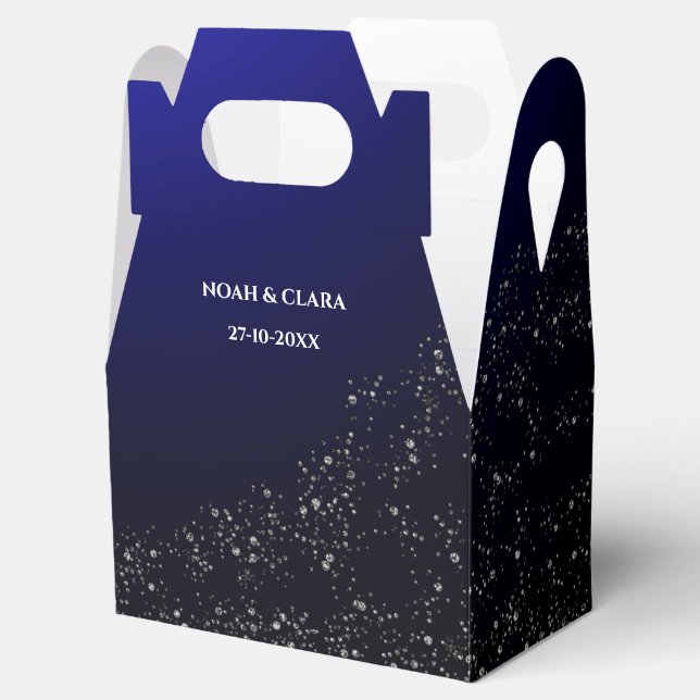 Celestial wedding Full Moon & Stars Midnight blue  Favour Box (Opened)