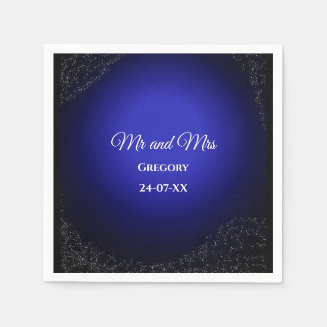 Celestial wedding Full Moon & Stars Midnight blue  Napkin (Front)