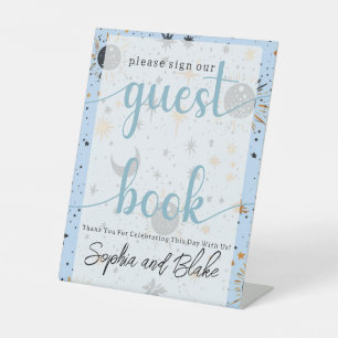 Celestial Wedding Guest Book Pedestal Sign