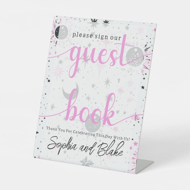 Celestial Wedding Guest Book Pedestal Sign (Front)