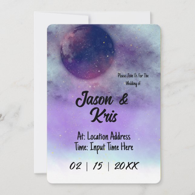 Celestial Wedding Invitation Moon Wedding Invite (Front)