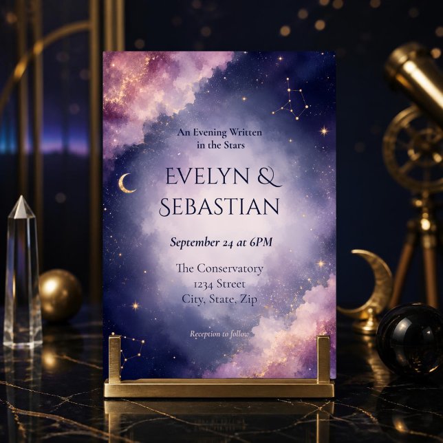 Celestial Wedding Invitation | Watercolor Galaxy (Creator Uploaded)