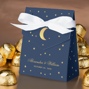 Celestial Wedding Midnight Blue Gold Stars & Moon Favour Box