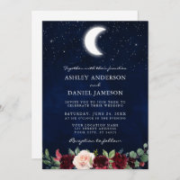 Celestial Wedding Moon Stars Floral Photo Back
