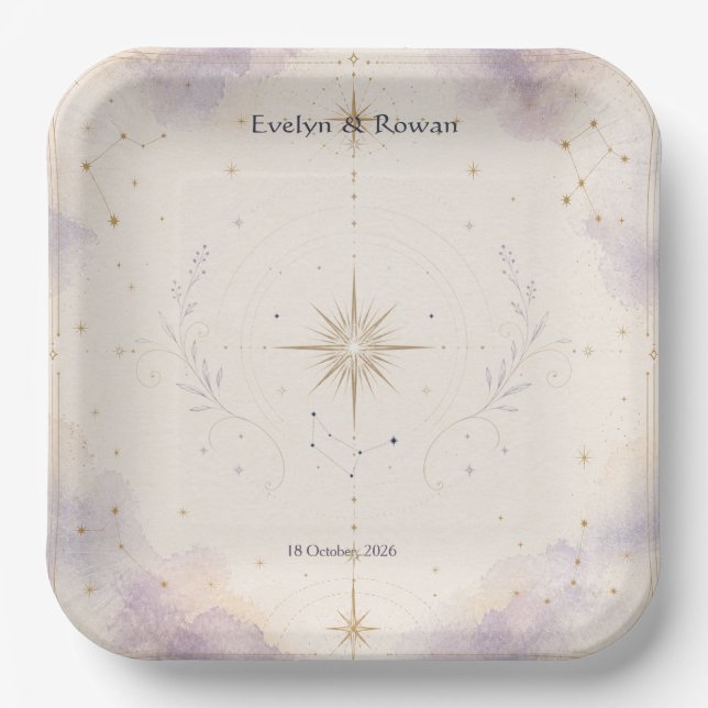 Celestial Wedding Paper Plates (Front)