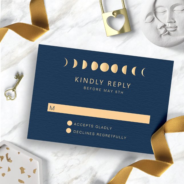Celestial Wedding RSVP Card (Navy Blue and Gold Celestial Wedding RSVP Card
)