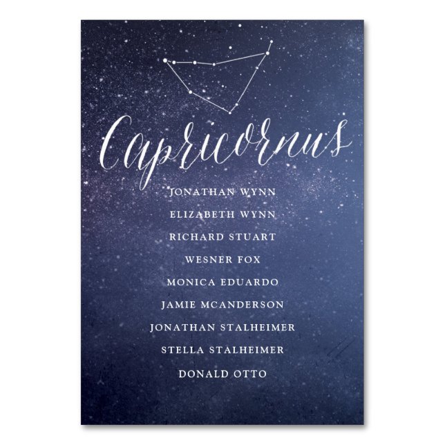 Celestial Wedding Seating Chart Card Capricornus (Front)