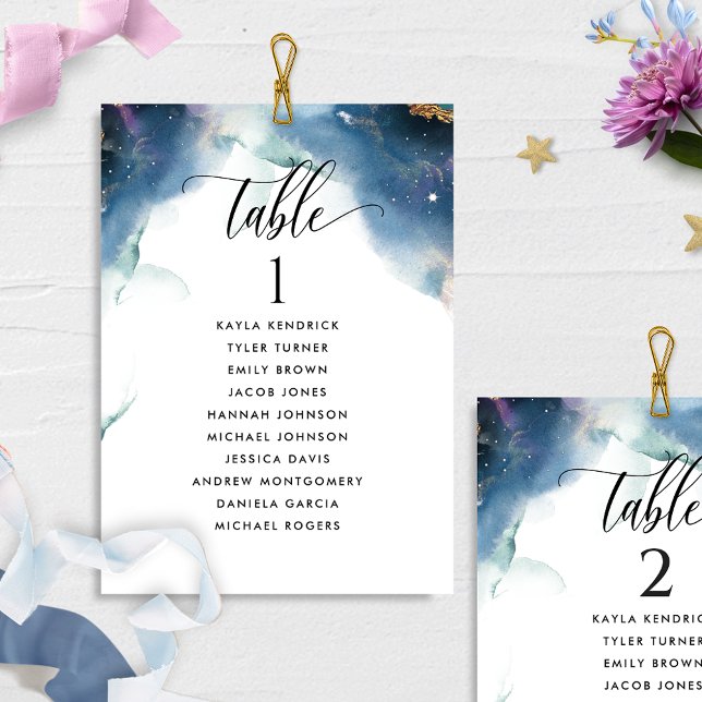Celestial Wedding Seating Plan Card w/ Guest Name (Creator Uploaded)