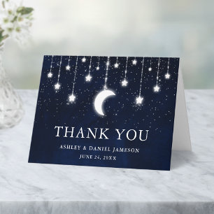 Celestial Wedding Sky Moon Stars Lights Note Thank You Card
