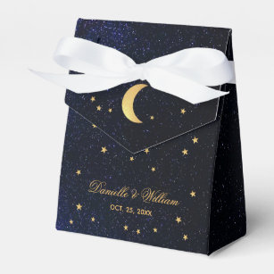 Celestial Wedding Starry Night Blue Sky Gold Stars Favour Box