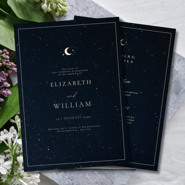 Celestial Wedding Starry Night Sky Elegant Wedding Invitation (Creator Uploaded)