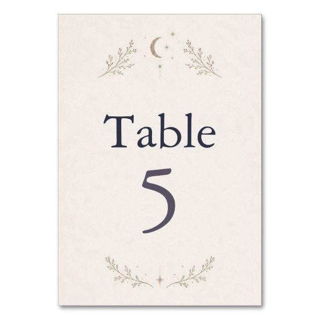 Celestial Wedding Table Number Card (Front)