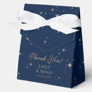 Celestial Wedding Thank You Navy Gold Stars Favour Box