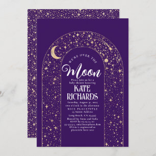 Celestial We're Over The Moon Starry Baby Shower Invitation