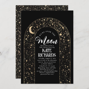 Celestial We're Over The Moon Starry Baby Shower Invitation