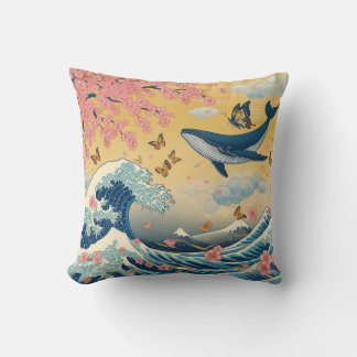Celestial Whale among Cherry Blossoms - AI Art Cushion