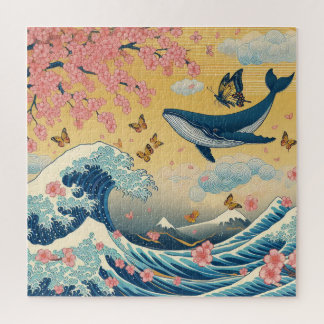 Celestial Whale among Cherry Blossoms - AI Art Jigsaw Puzzle