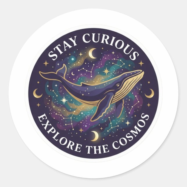  Celestial Whale Space Sticker - Stay Curious Gala (Front)