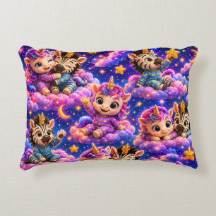 Celestial whimsical zebra unicorn baby animals lum decorative cushion