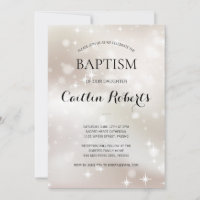 Celestial White Gold Stars Baptism Christening