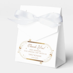 Celestial White Gold Sun Moon Stars Wedding Favour Box