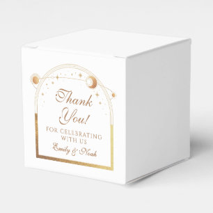 Celestial White Gold Sun Moon Stars Wedding Favour Box
