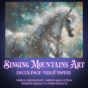Celestial White Horse Magic Decoupage Tissue Paper