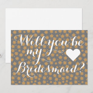 Celestial Will You Be My Bridesmaid White Script  Invitation