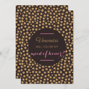 Celestial Will You Be My Maid Of Honour Pink Moody Invitation