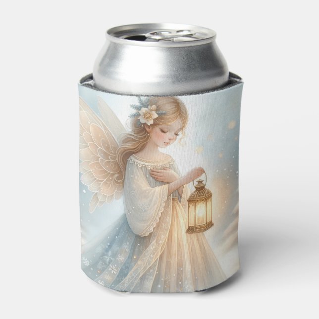 Celestial Winter Angel Lantern of Comfort Can Cooler (Can Front)