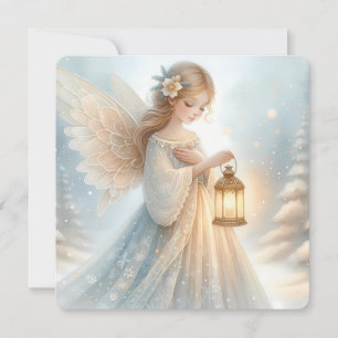 Celestial Winter Angel Lantern of Comfort Holiday Card
